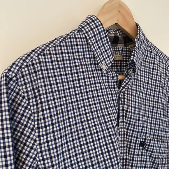 Burberry blue check-print dress shirt. - Picture 2 of 6